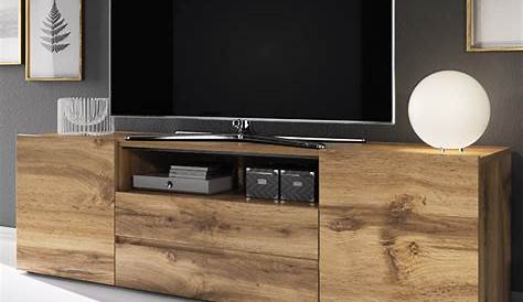 Meuble TV 140 cm à 2 portes + 1 niche et 1 tiroir en bois