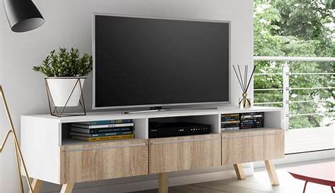 Meuble Tv 150 Cm Scandinave TV / Salon LAVELLO BOIS Blanc