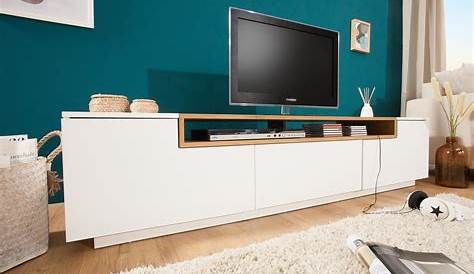 Meuble Tv 180 Cm Design Salon TV Coloris Blanc Comforium
