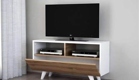 Meuble Tv 90 Cm Blanc KIM TV L X P 39 X H 45 Achat