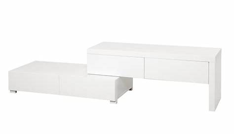 Meuble TV asymétrique en bois blanc L120cm FABRO