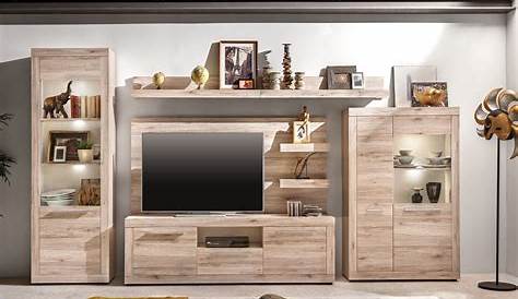 Ensemble meuble TV 301 cm avec 1 banc TV + 2 vitrines et 1