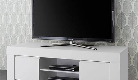 Meuble Tv Blanc Laque 100 Cm Rocco Flottant Contemporain Décor Et