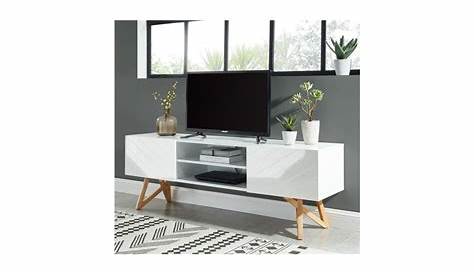 Meuble Tv Blanc Laque 160 Cm Design Avec 4 Tiroirs En Mdf Laqué Et
