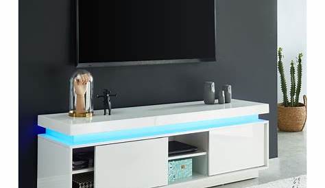 Meuble TV blanc laqué avec LED Achat / Vente meuble tv