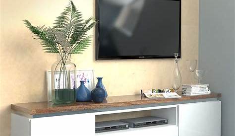 meuble tv blanc laqué et bois Idées de Décoration