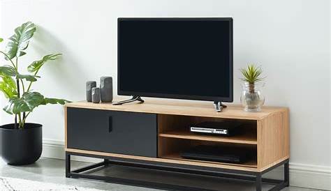 Meuble TV 2 portes en bois et métal noir Collection