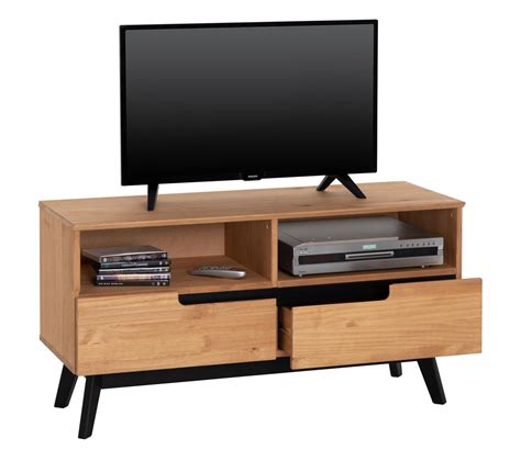 Meuble TV pas cher noir et bois avec tiroirs PHOENIX ID Market