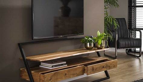Meuble TV design en bois et métal Woodman STRIPE Drawer