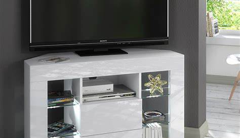 Meuble TV d'angle bois et laqué gris moderne FABIO