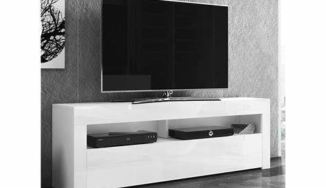 Meuble tv kane 180 cm béton / blanc brillant avec