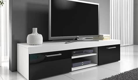 Meuble Tv Conforama Noir Laque En Laqué Brillant L202 X H54 X P40 Cm