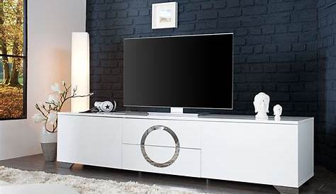 Meuble Tv Contemporain Blanc Design 4 Tiroirs 2 Portes En