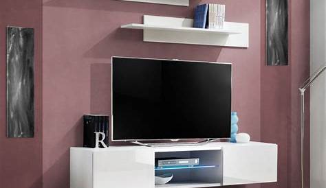 Meuble Tv Design Mural TV "Fresh" 250cm Prunier & Noir
