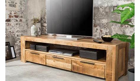 Meuble TV en bois flotté et planches de récupération en