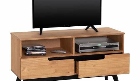 Meuble TV scandinave pas cher en bois gris et blanc ID