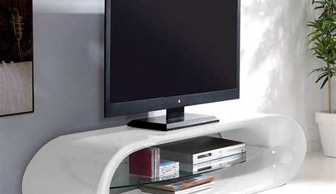 Meuble tv design kaina en fibre de verre blanc brillant et
