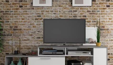 Meuble Tv Extensible Et Modulable Daryl TV GABI Blanc Noir Multirangements