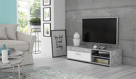 Salon meuble tv blanc et gris pas cher Comforium