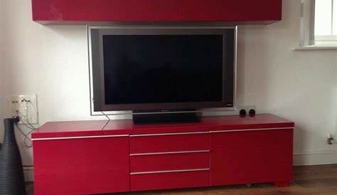 Meuble Tv Ikea Besta Burs Rouge Laque Brillant 99 Literie Et