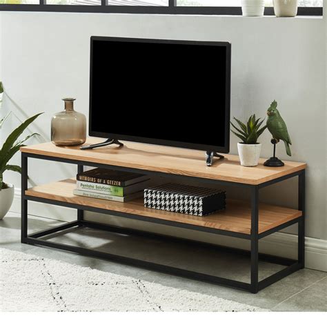 Meuble TV bois et métal look industriel 200 cm pour salon