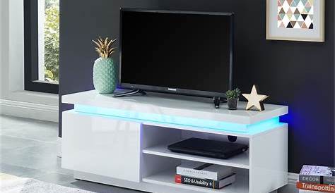Meuble Tv Laque Blanc Led Design Avec éclairage LED Inclus En Bois