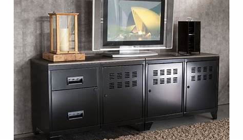 Meuble TV indus en métal noir Edison Maisons du Monde