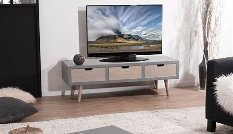 Meuble TV moderne bois gris effet béton LORENS Meubles