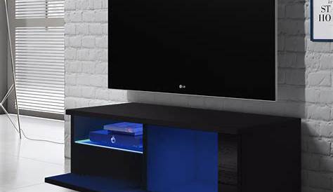 Meuble TV avec lumière LED Noir brillant 130 x 35 x 45 cm