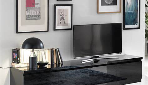 Meuble TV Design Laqué Noir pour salon