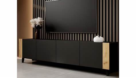 Meuble TV / Meuble de salon BROS 140 cm noir mat