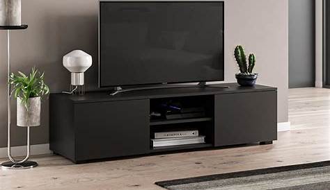Meuble Tv Noir Mat TV Avec Rangement Tristan 140 X 36,5 X 40