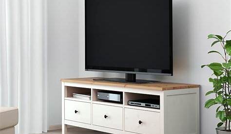 Meuble Tv Pin Ikea HEMNES Agencement Télé Teinté Blanc, Verre Clair