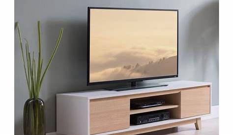 Meuble TV design scandinave 120 cm à 2 portes et 2 niches