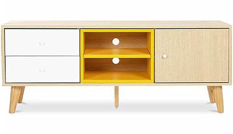 Meuble Tv Scandinave Jaune TV Chêne, Gris, , Blanc