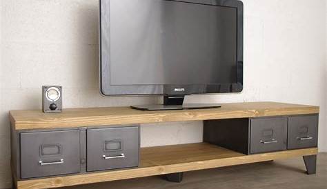 Meuble tv selma banc télé de 145 cm au style industriel