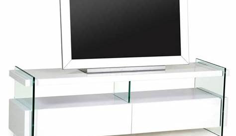 Meuble tv blanc laqué verre Maison et mobilier d'intérieur
