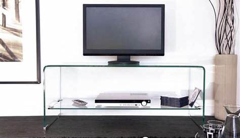 Meuble tv design blanc en bois mdf et verre trempé securit