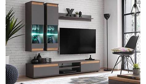 Meuble Tv Vitrine Bois Ensemble TV 241 Cm Avec 1 Banc TV + 2 s Avec