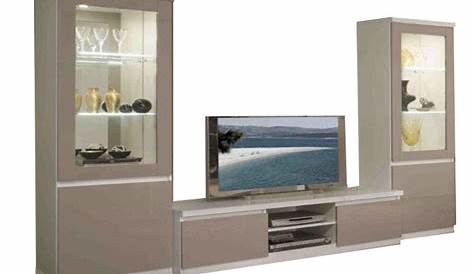 Vitrine meuble tv laqué blanc noir RIVA Design Moderne Pas