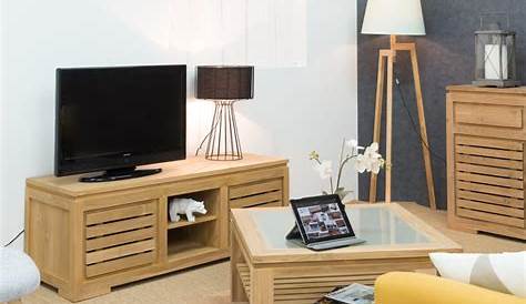 Meuble tv 160 cm bois massif naturel 'Zen' 7461