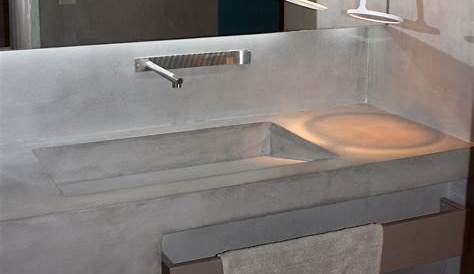 Meuble Vasque Beton Cire Haumea Atlantic Bain Salle De Bain En Béton, s