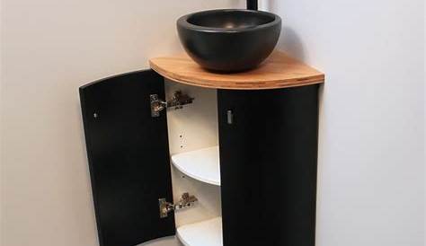 meuble d'angle wc noir et bois Déco toilettes, Idée