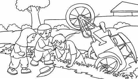 Gambar Anak Menolong Tukang Becak yang Kecelakaan (2) | Gambar, Buku