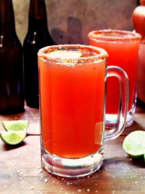 mexican drink with tomato juice and beer