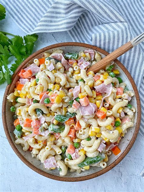 mexican macaroni salad with ham and cheese