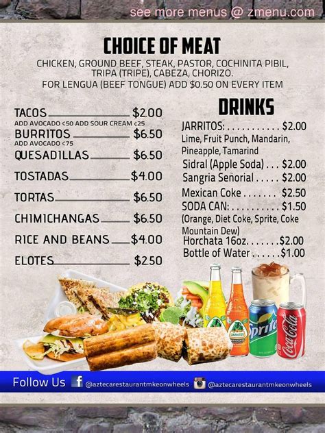 mexican taco truck menu