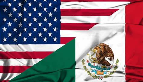 Flags of the United States of America and Mexico Divided Diagonally