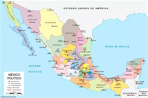 Mapa de México con las principales ciudades