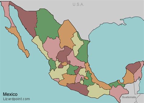 Image result for printable map showing mexican states Mexico map